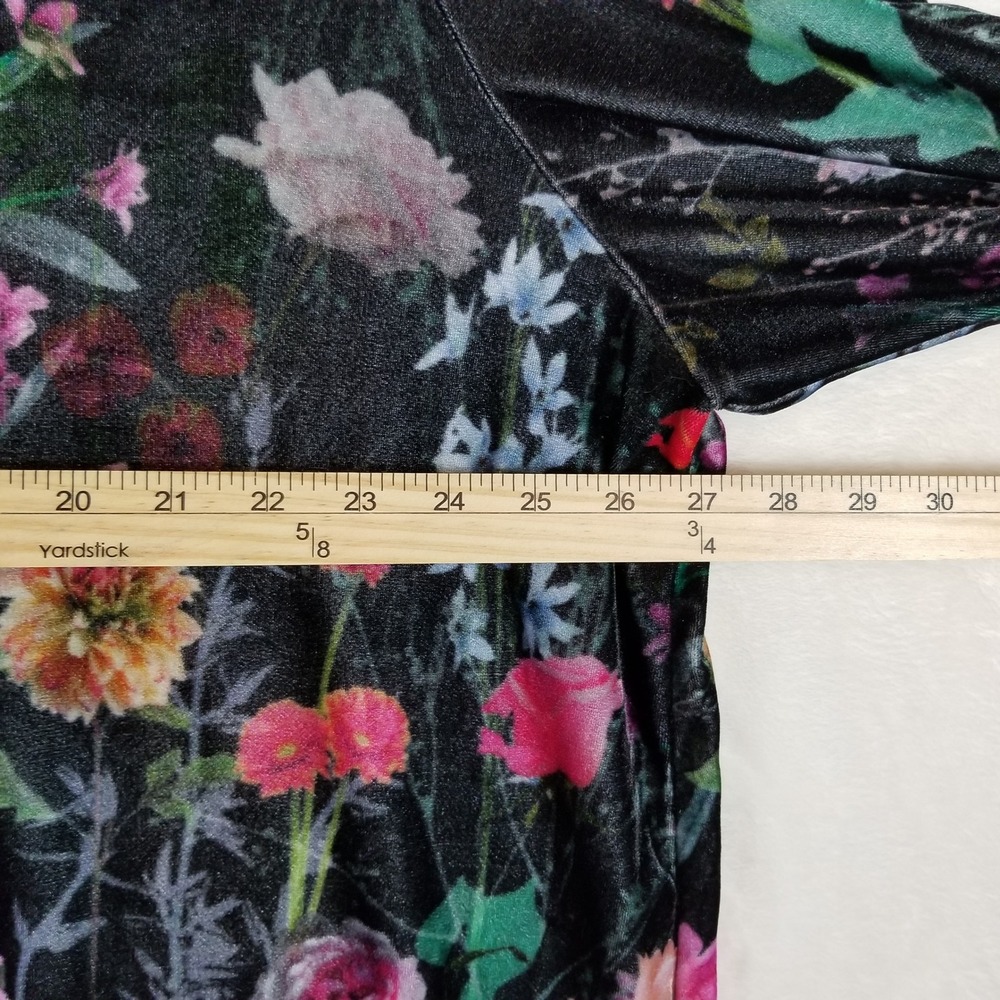 Soft Surroundings Velvet Button Down Women‎ 3X Black Floral Botanical Stretch - Picture 5 of 7